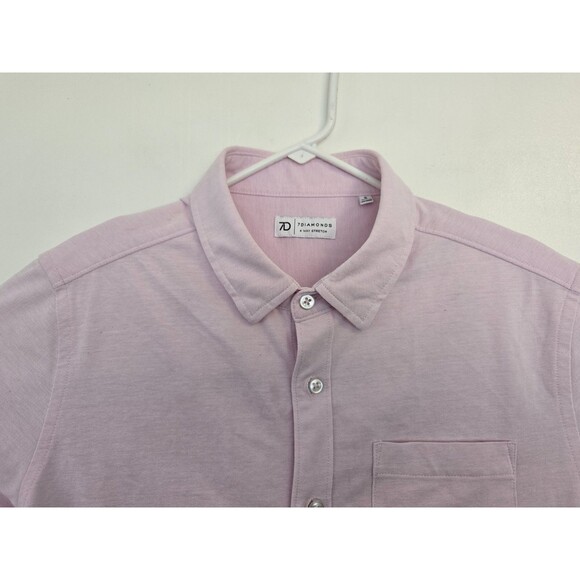 7 Diamonds Shirt Mens Small Pink 4 Way Stretch Oxford Long Sleeve Button Up - Picture 2 of 7